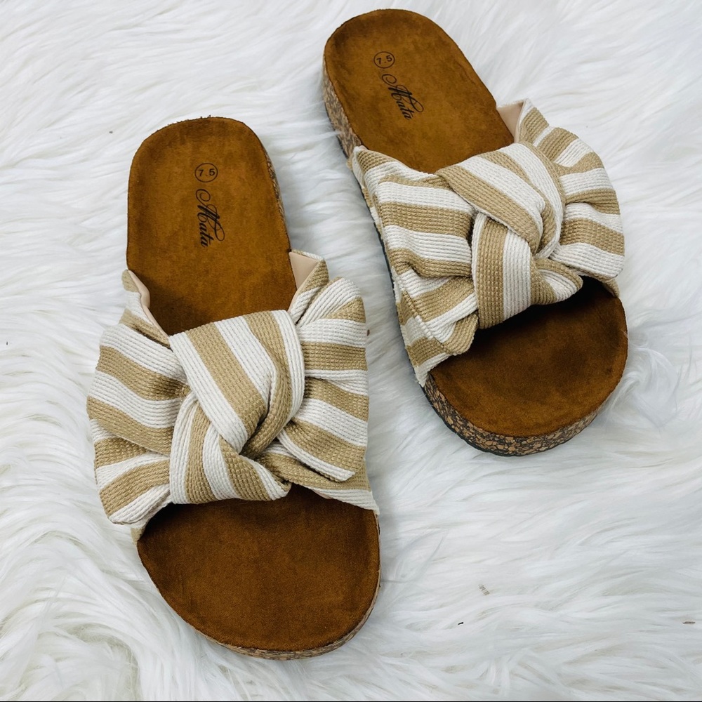 Beige striped knot sandal - Picture 8 of 10